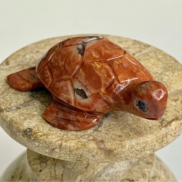 SEA TURTLE Soapstone Figurine MINI Carved Red Stone Crystal Animal Figure 1.5" - Picture 9 of 15